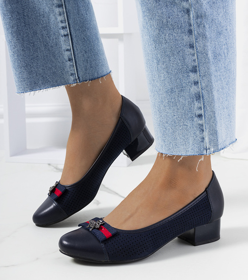 Tamsiai mėlyni ažūriniai aukštakulniai Seema