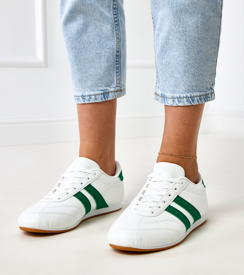 Balti sportiniai batai su žalia Mydland detale