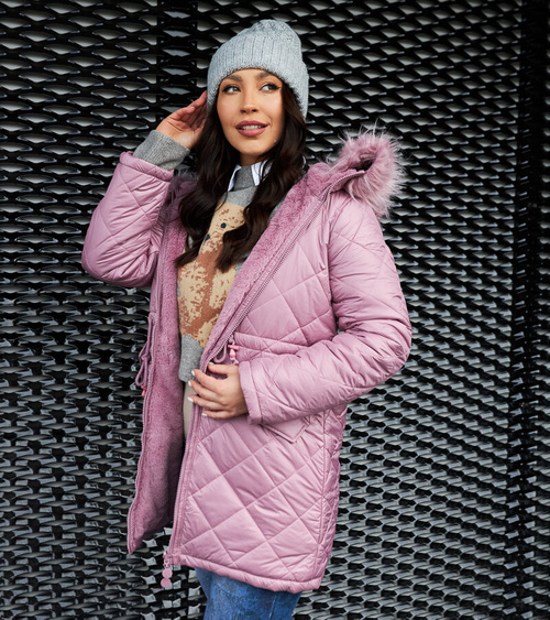 Rožinė dvipusė įliemenuota striukė Spontin