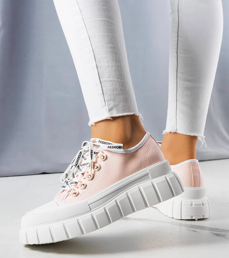 Rožiniai sportbačiai ant platformos Toni