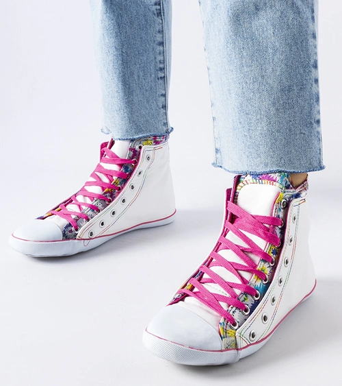 Balti gėlėti Marphisa auliniai sportbačiai