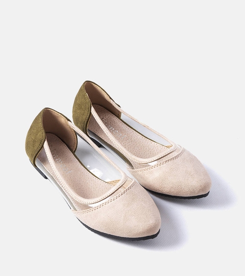 Vaikiškos zomšinės balerinos „Kortes“ rožinės–žalios