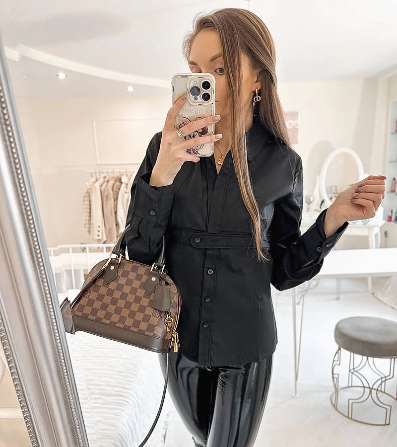 Juodi moteriški marškiniai Babeti