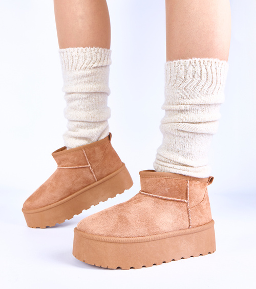 Rudi platforminiai sniego batai su pašiltinimu kailiu Mouna