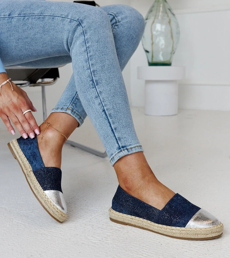 Tamsiai mėlynos ir sidabrinės blizgios espadrilės „Surana“