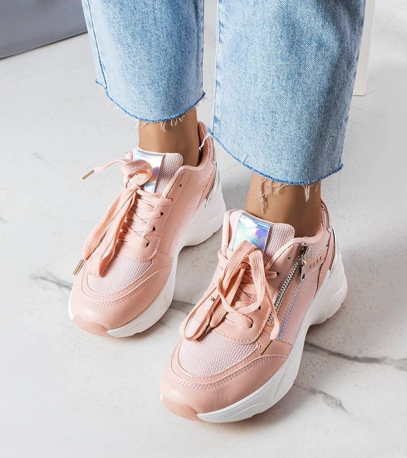 Rožiniai sportbačiai ant platformos „Stacey“