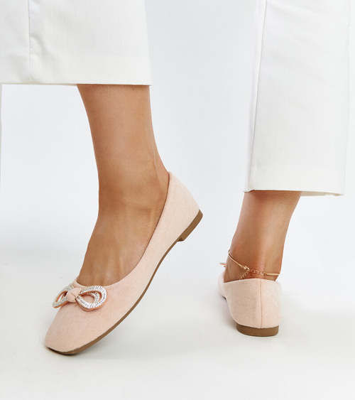 Šviesiai rožiniai balerinai su kaspinu Gaillou
