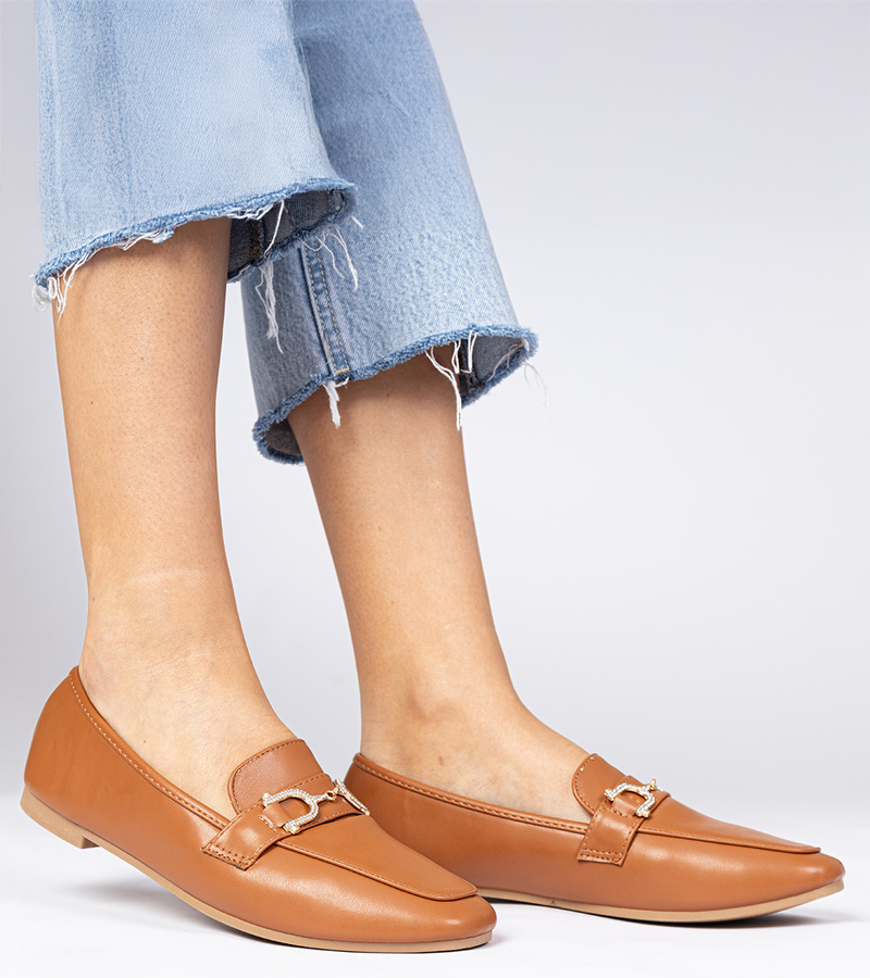 Rudi elegantiški mokasinai su cirkoniais Banzao