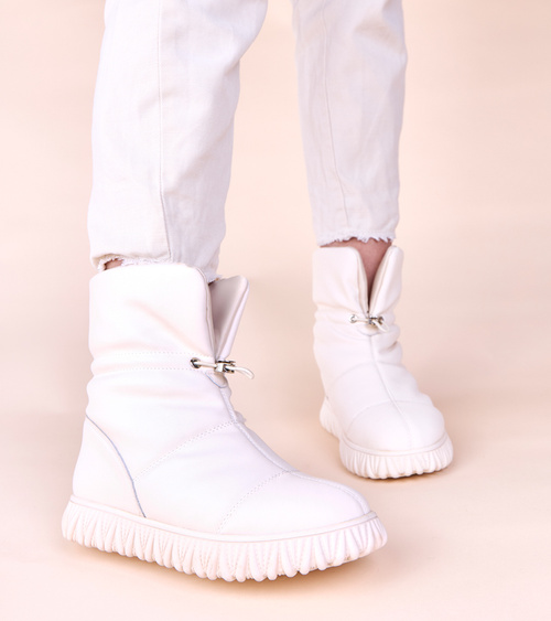 Smėlio spalvos sniego batai natūralios odos su sutraukimu Raschmi