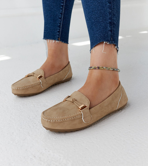 Smėlio spalvos mokasinai su matine apdaila Scafati