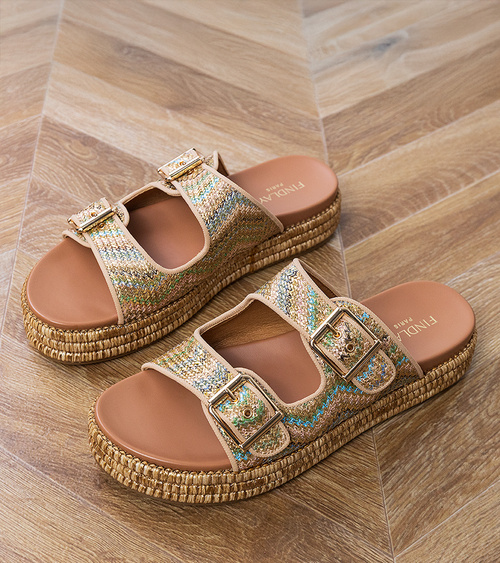 Auksiniai šlepetės su sagtimis ant dirželių Rider