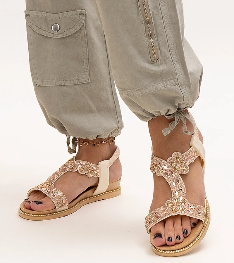 Blizgančios šviesiai smėlio spalvos basutės „Shahida“