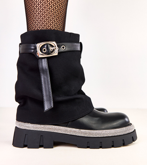 Juodi aulinukai su atverstu aulu ir cirkoniais ant kraštų Yemi