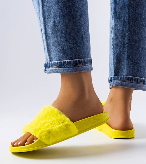 Geltoni kailiniai Raffaele sandalai