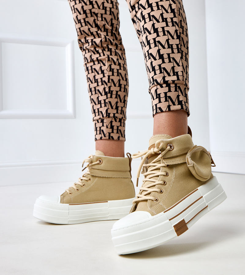 Rudos aukštos platforminės sportbačių su dėkliuku Yaren