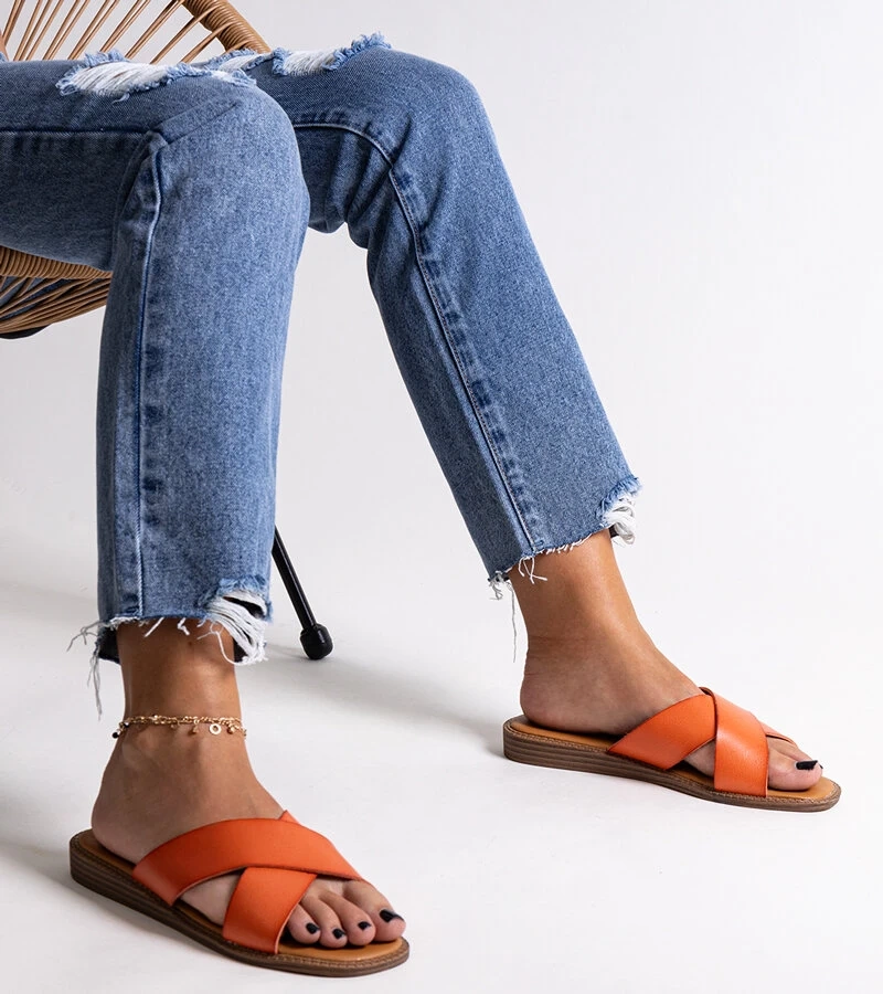 Oranžinės klumpės iš ekologiškos odos Klementina