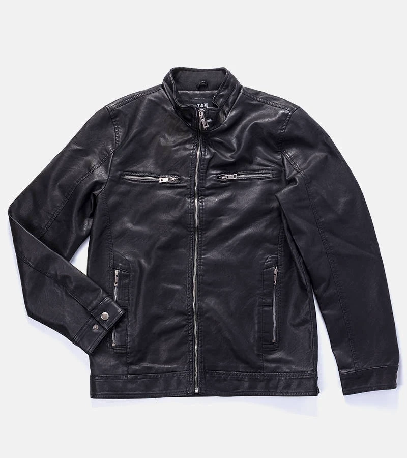 Juoda vyriška dirbtinės odos striukė Leverett