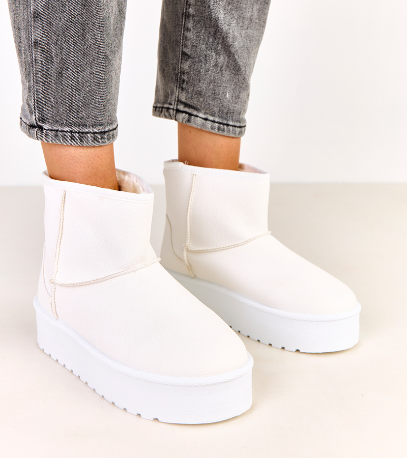 Balti žemi sniego batai ant platformos iš ekologiškos odos „Reinol“