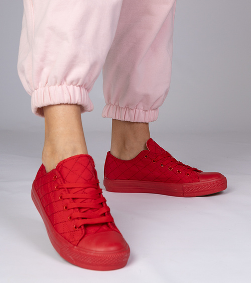 Raudoni klasikiniai dygsniuoti sportbačiai „Nessa“