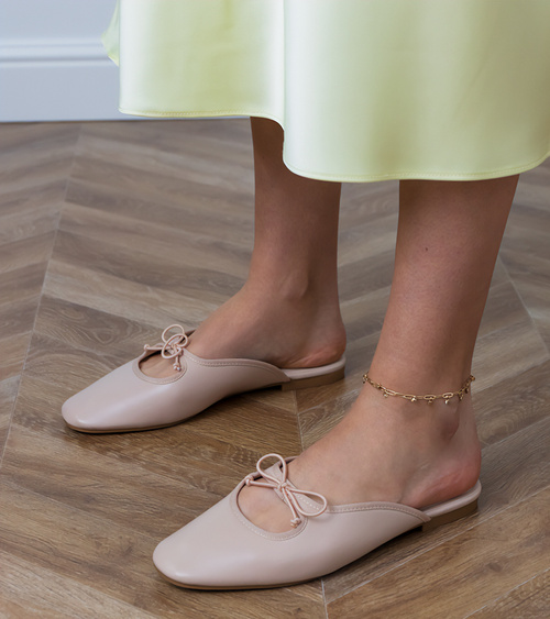 Smėlio spalvos uždari lygiapadžiai šlepetės Matila