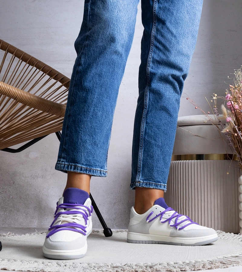 Pilki sportbačiai su violetiniais raišteliais Arcobaleno