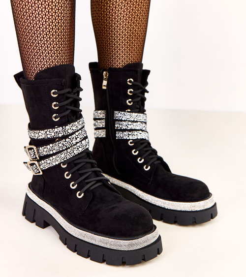 Elegantiški juodi aulinukai su cirkoniais Steveth