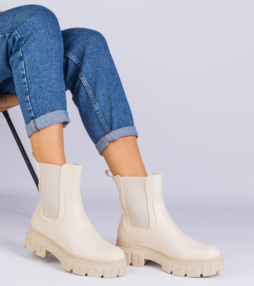 Smėlio spalvos aulinukai virš kulkšnies su elastinga įsiuve Rolandela