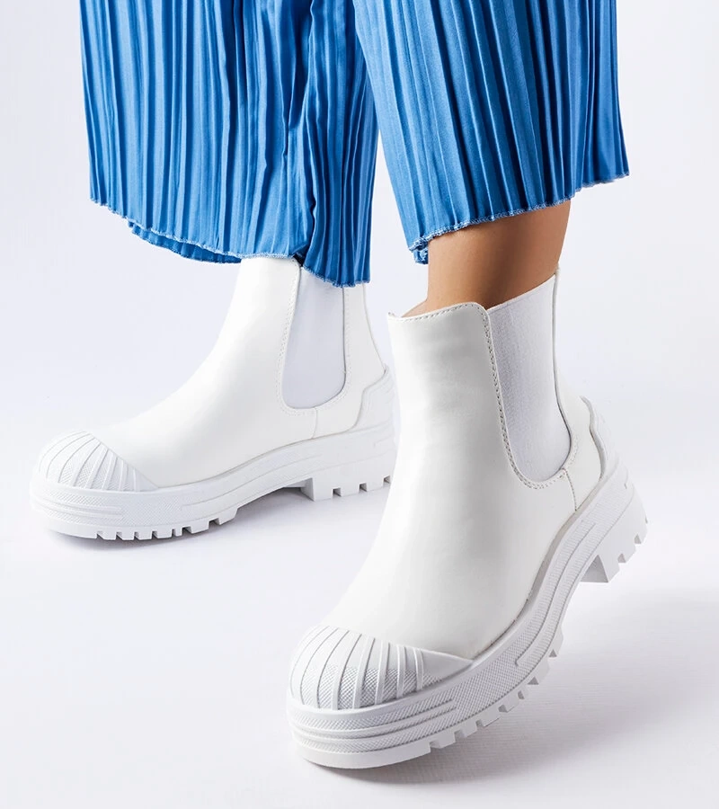 Balti „Lange“ darbiniai batai su guminėmis detalėmis