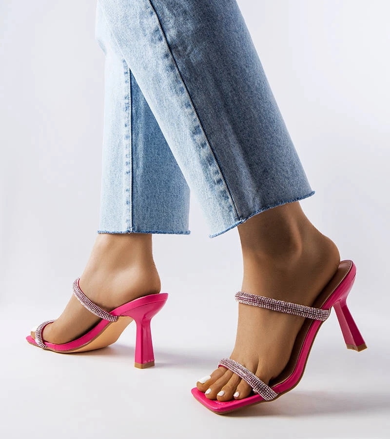 Rožiniai aukštakulniai šlepetės Evelina