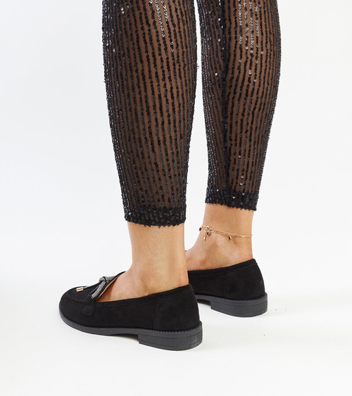 Juodi mokasinai su dekoratyvia kaspinu Endike
