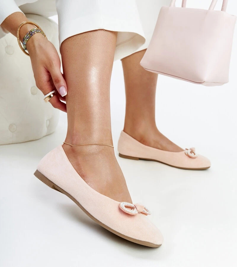 Šviesiai rožiniai balerinai su kaspinu Gaillou