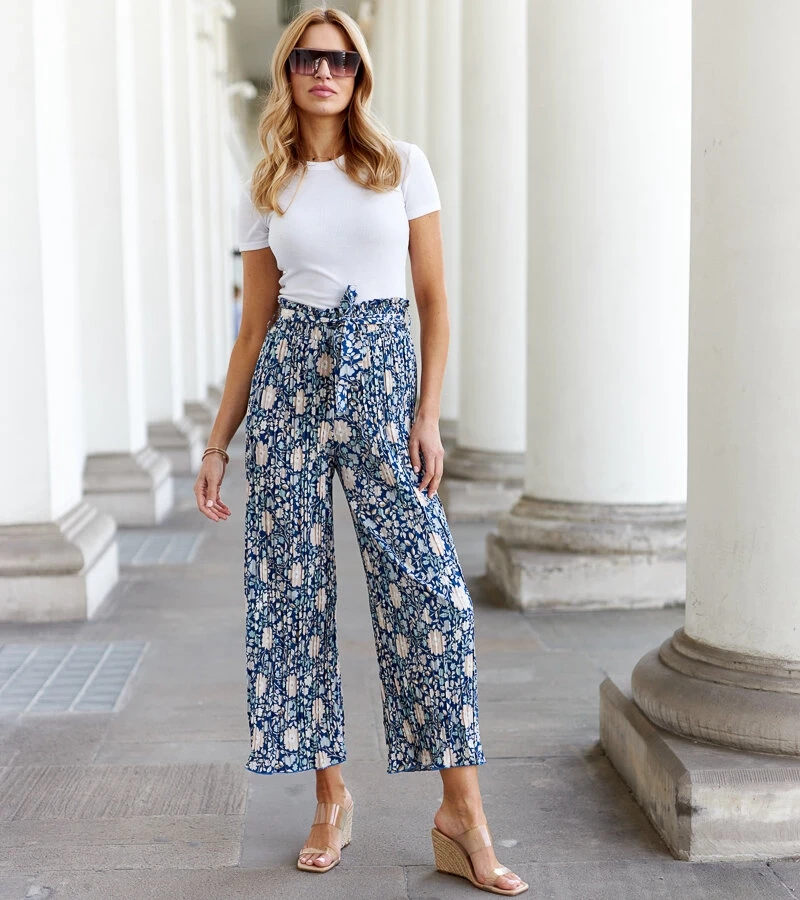 Mėlynos klostuotos kelnės Macognano