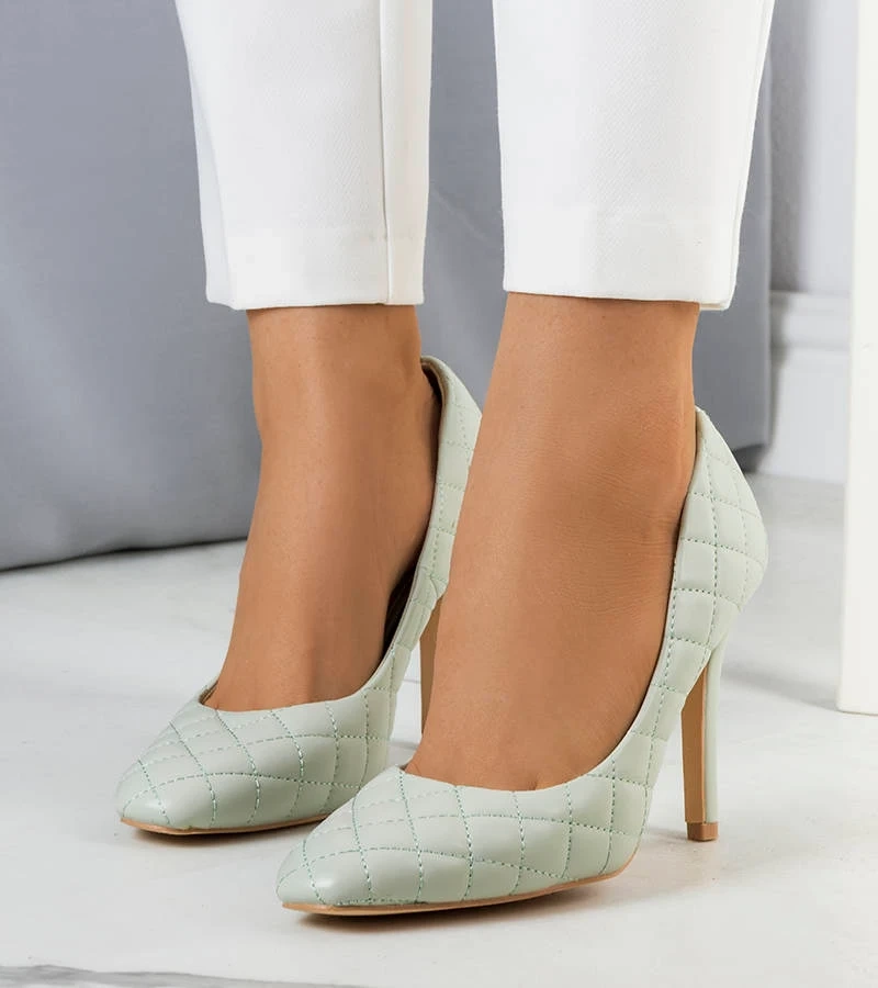 Žalios dygsniuotos aukštakulnės Nadelia