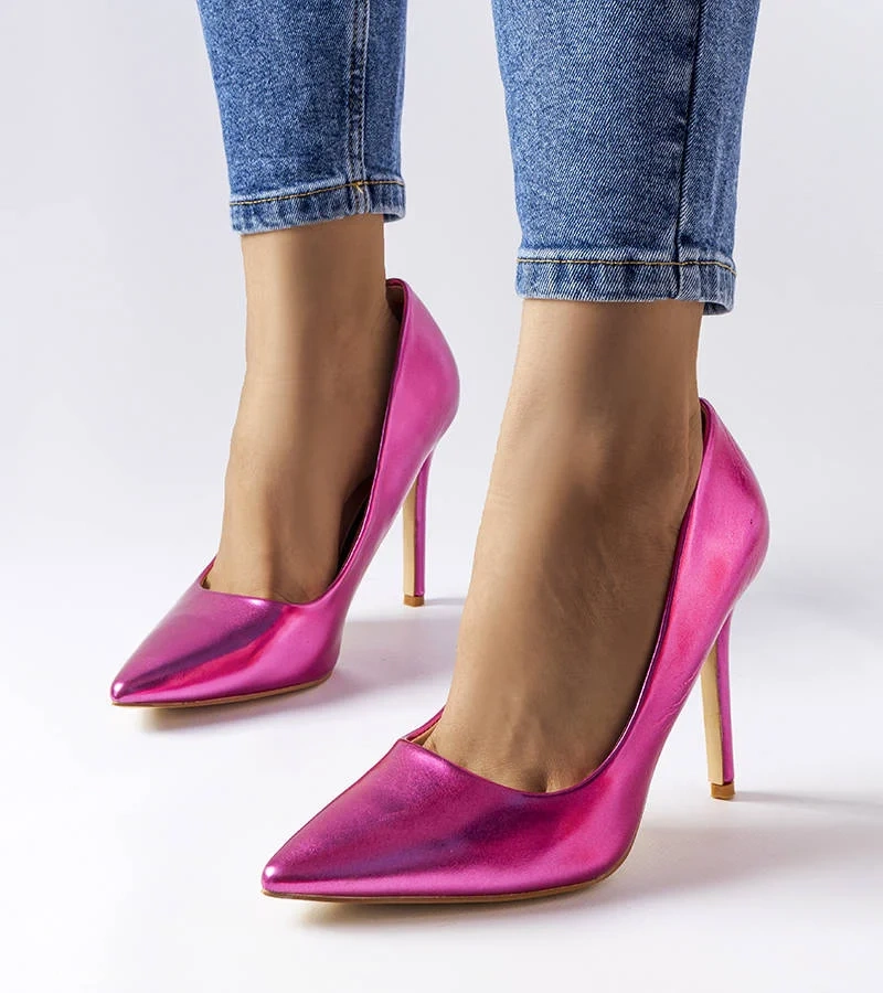 Tamsiai rožiniai metaliniai aukštakulniai Delis