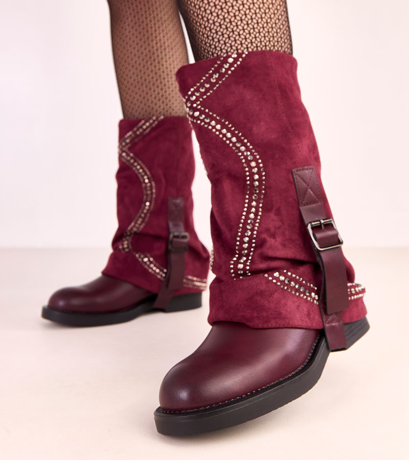 Bordo aulinukai su atverstu aulu, puošti cirkoniais Ginny