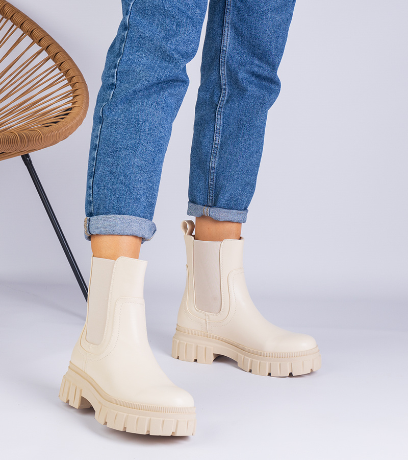 Smėlio spalvos aulinukai virš kulkšnies su elastinga įsiuve Rolandela