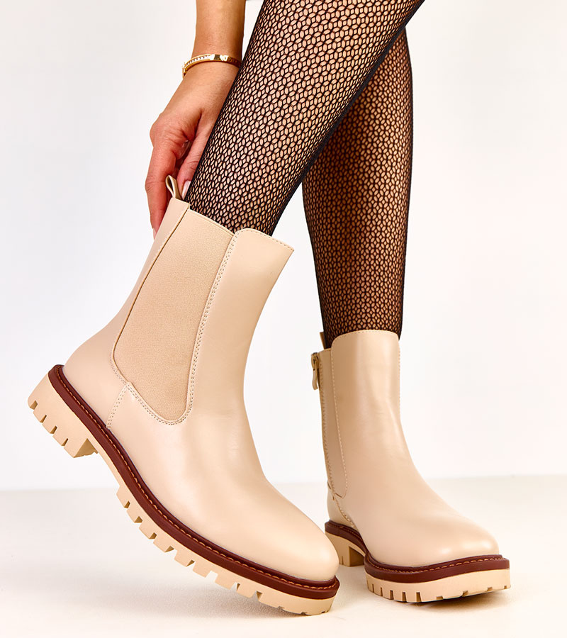 Smėlio spalvos aulinukai su plokščiu padu ir elastinga įsiuva Terrami