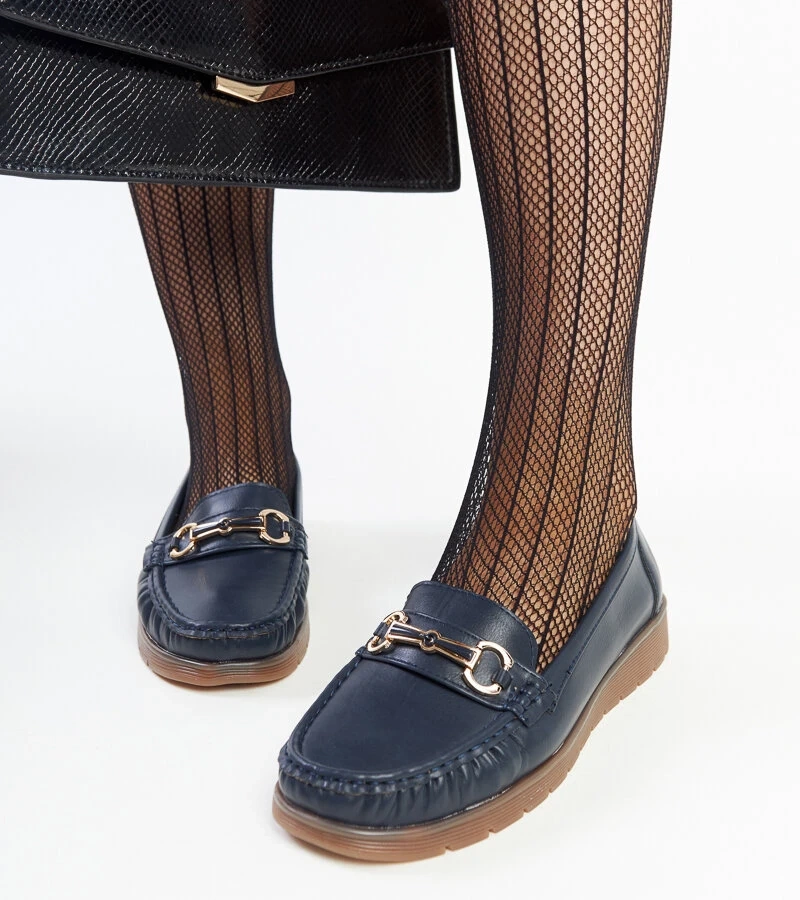 Tamsiai mėlyni mokasinai su sagtimi Anisah