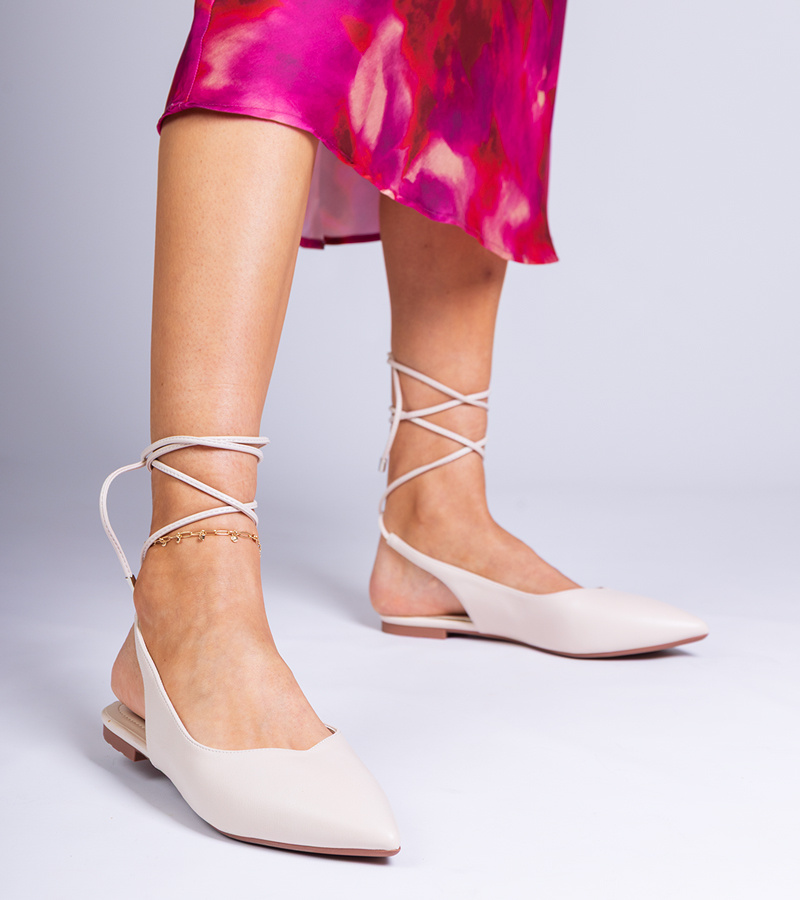 Smėlinės eko odos balerinos su žemu kulnu Terry