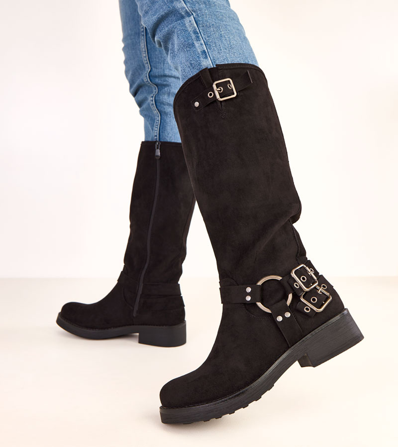 Juodi auliniai batai su dekoratyvinėmis sagtimis Merena