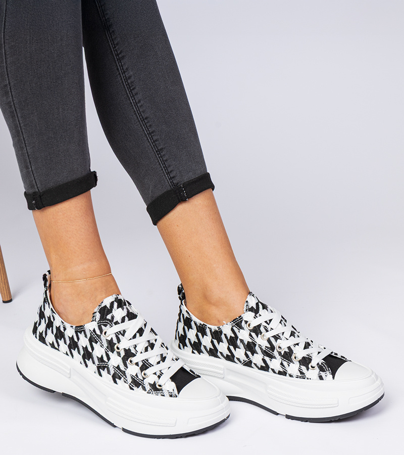 Balta ir juoda moteriška medžiaginė sportinė avalynė Katerin