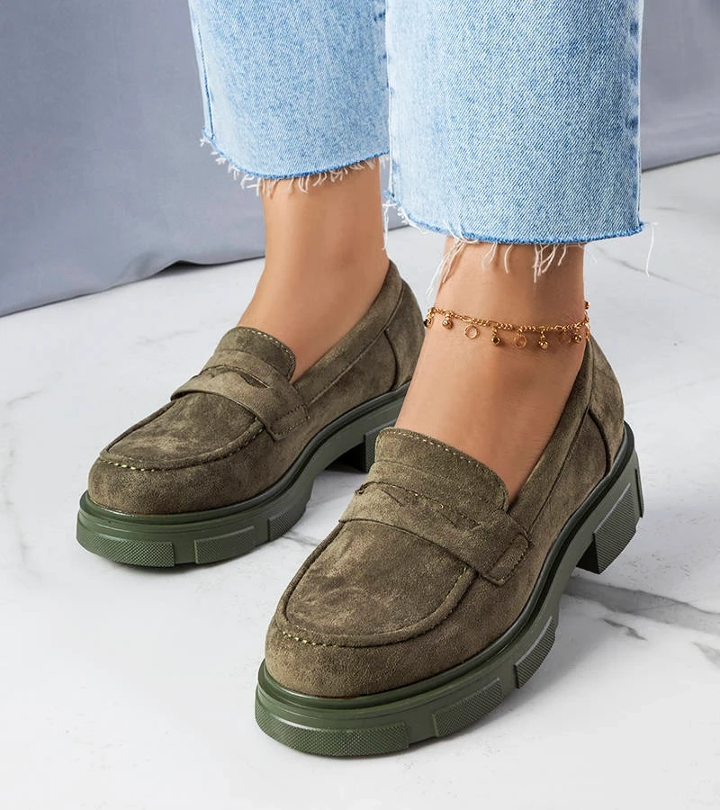 Žali zomšiniai batai Alacoque