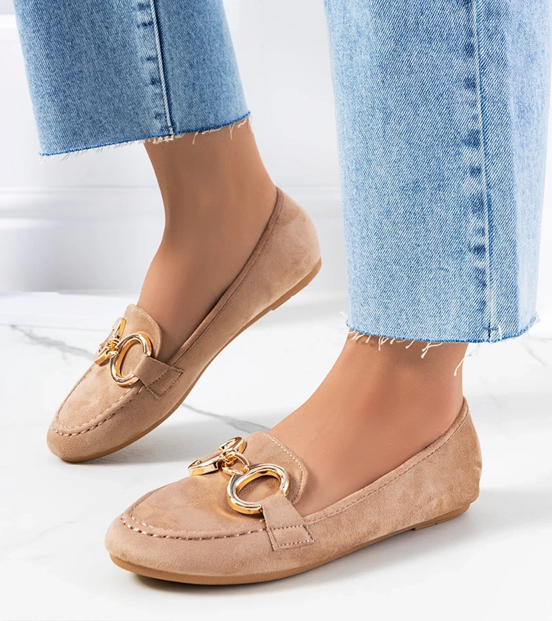 Smėlio spalvos mokasinai su sagtimi Castor