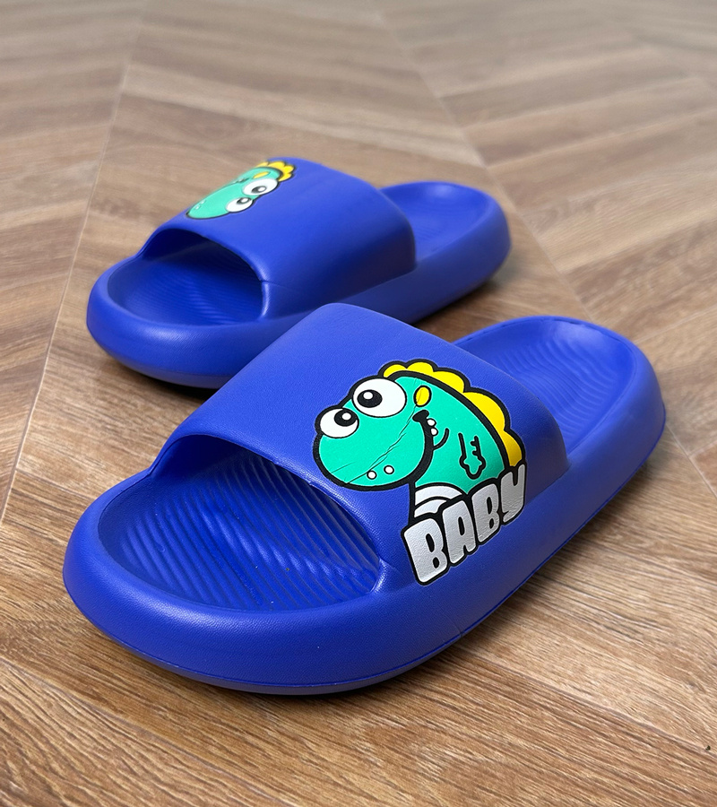 Mėlyni vaikiški šlepetai su Milošo spauda