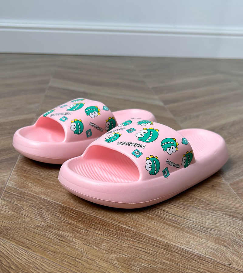 Rožinės vaikiškos šlepetės su Dino atspaudu