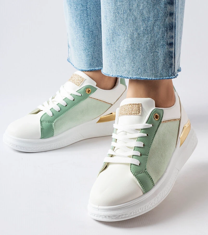 Balti ir žali batai su auksiniu akcentu Palais