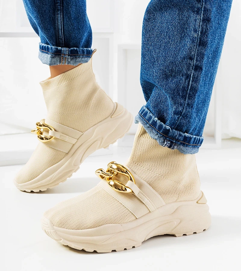 Smėlio spalvos aukšti sportiniai bateliai „Martina“