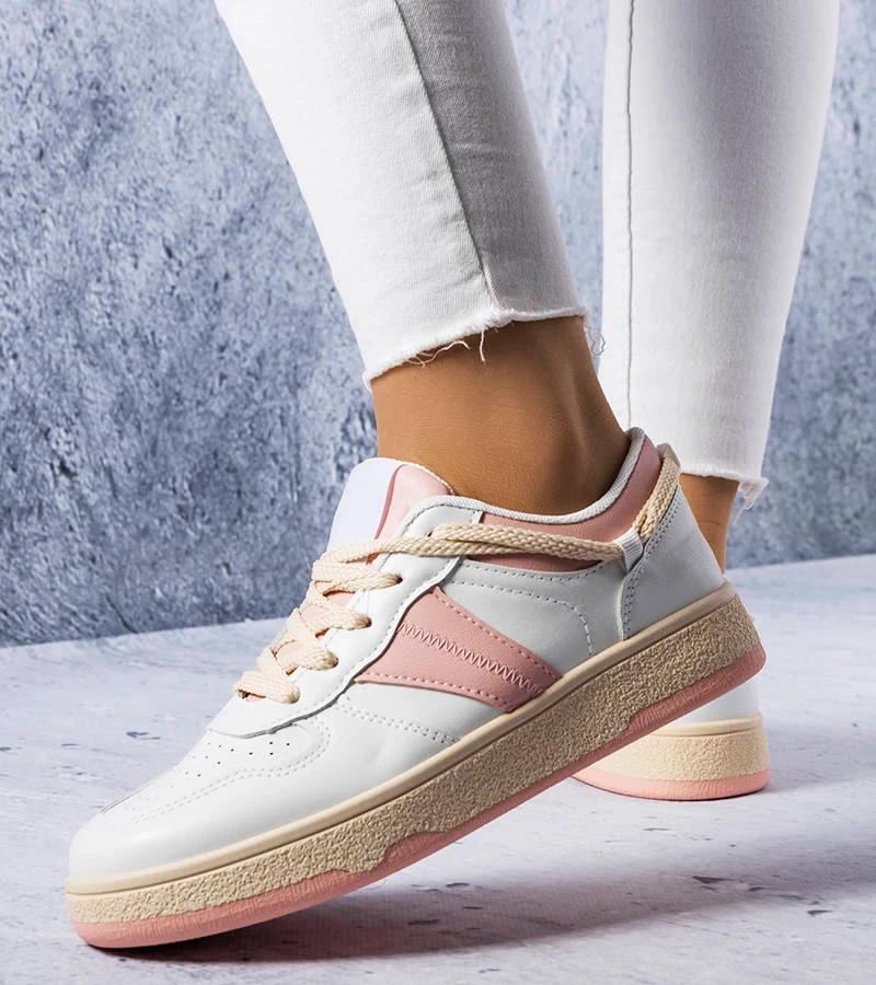 Baltai rožiniai moteriški sportbačiai „Marcella“