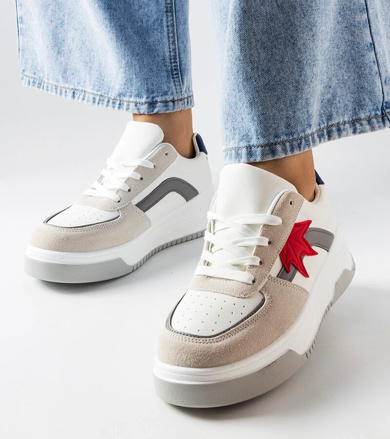 Balti sportbačiai su eko zomšos intarpu Kollins