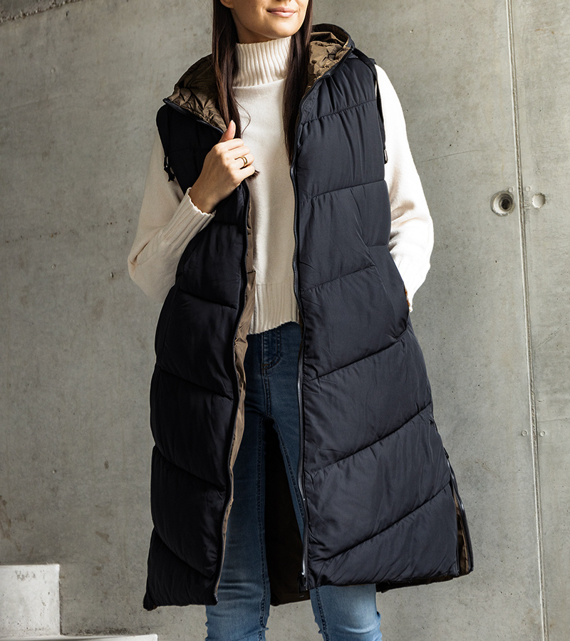 Juodai žalia dvipusė Simona liemenė